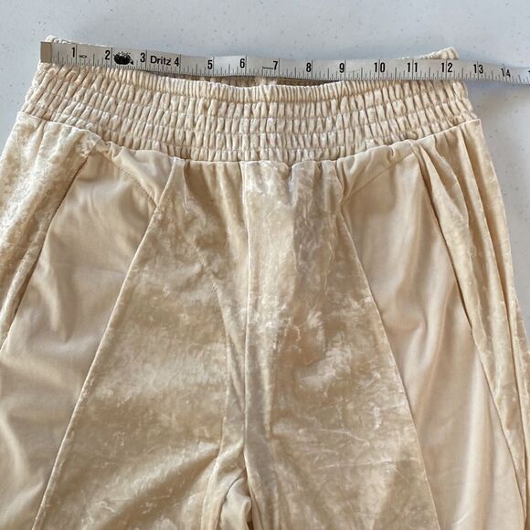 We Are HAH 1 Track Mind Crushed Velvet Jogger Pant in Almond Milk Slouchy Mesh - Picture 12 of 16